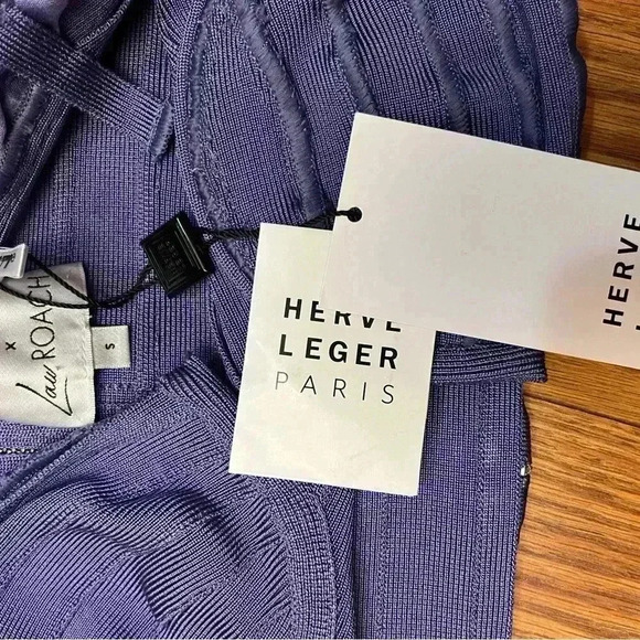 NWT Hervé Léger x Law Roach Draped Bustier Bandage Crop Top S Royal Purple - Picture 4 of 4